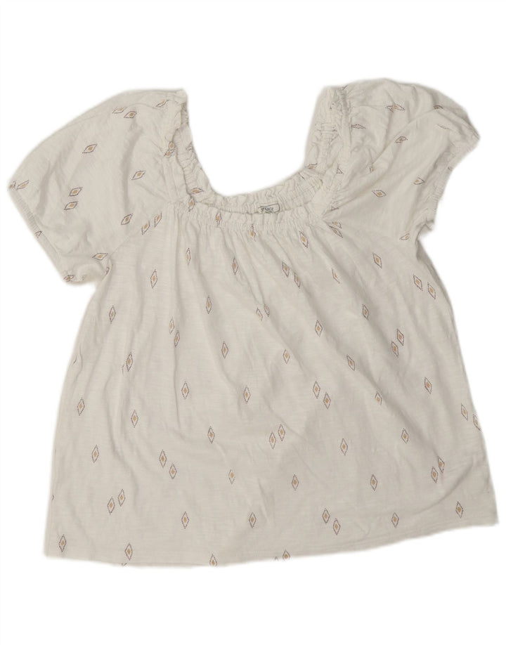 Damska bluzka typu oversize Fat Face Crop Top UK 10 Small White Geometric