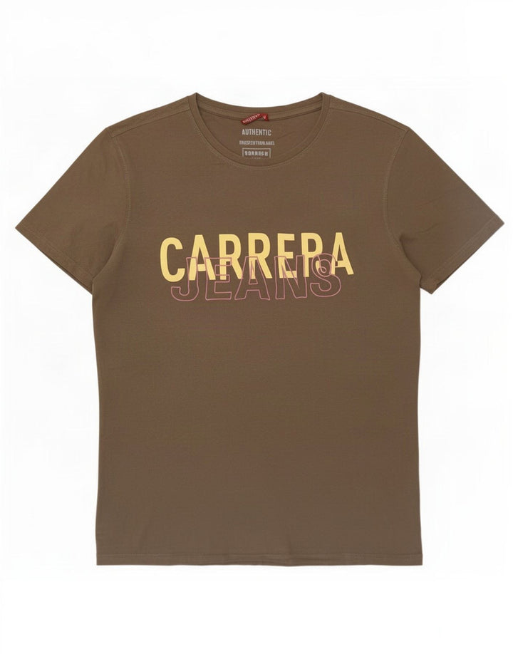 Męska koszulka z grafiką Carrera, średnia, bawełniana khaki