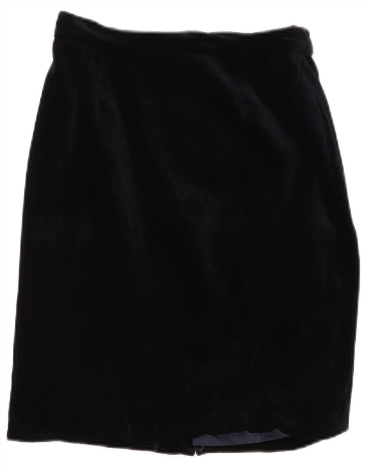 VINTAGE Damska aksamitna spódnica ołówkowa z wysokim stanem IT 42 Medium W26 Granatowa