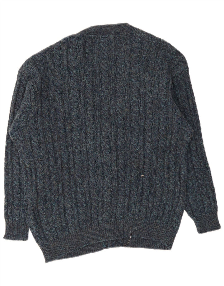 Vintage męski sweter rozpinany, duży, granatowy