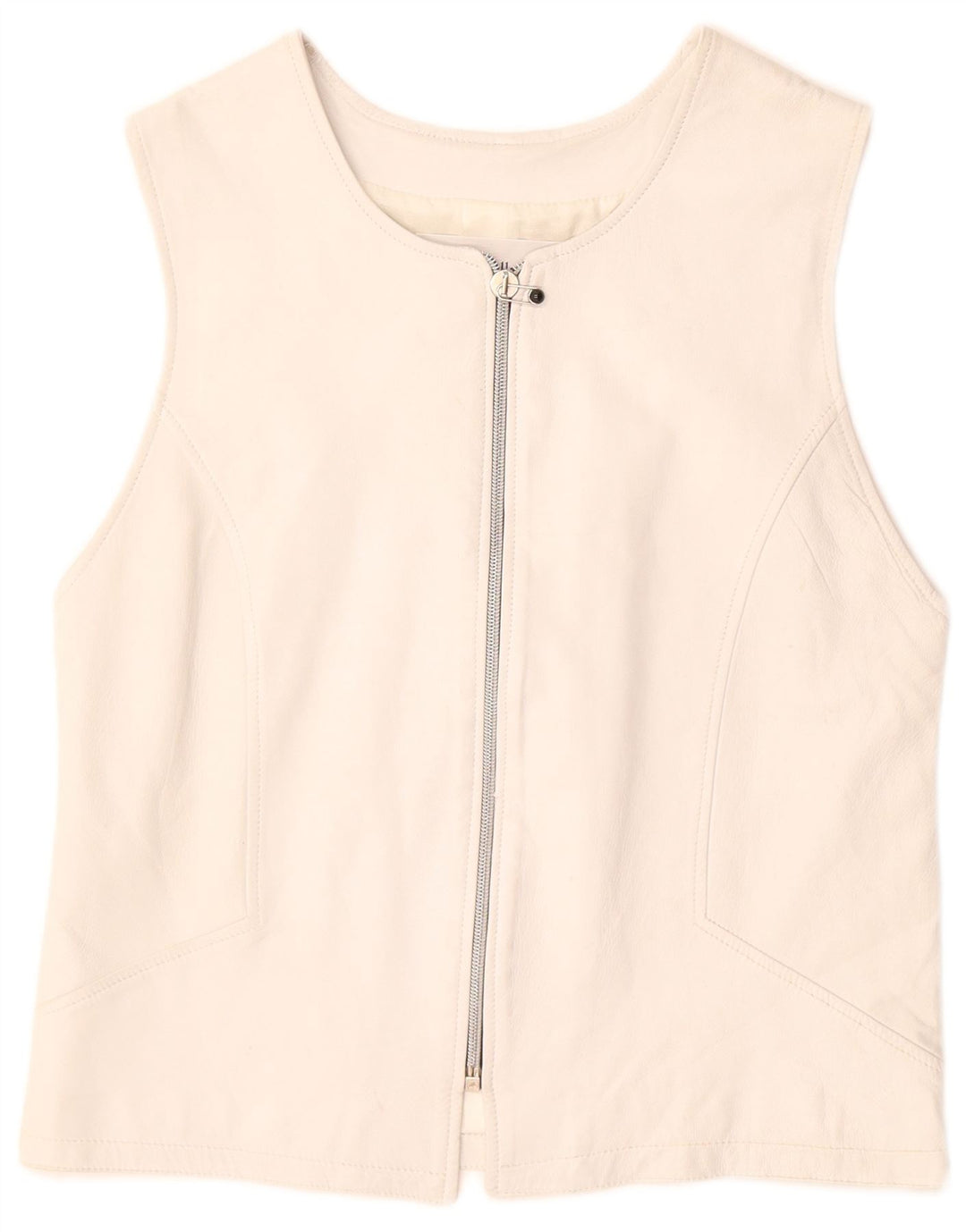 Kamizelka skórzana damska VINTAGE UK 12 Średnia Biała