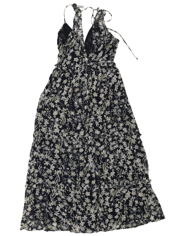 Damska sukienka maxi bez rękawów Superdry UK 10, mała, granatowa, w kwiaty, artystyczna