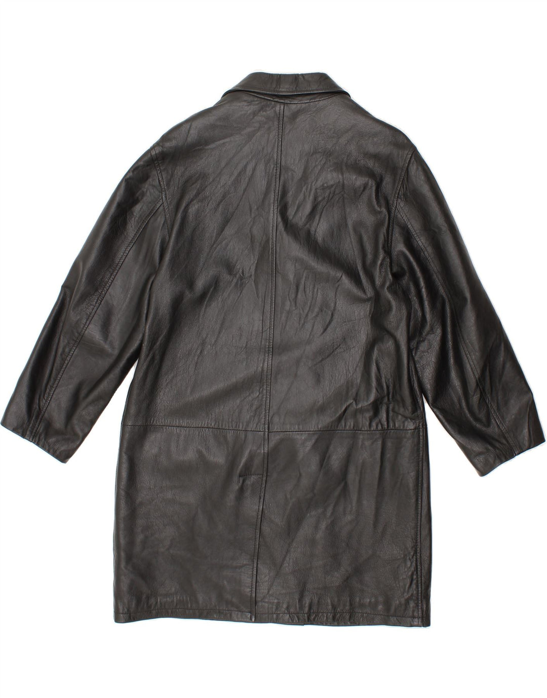 GALLOTTI Womens Leather Coat UK 14 Medium Black Leather Vintage Gallotti and Second-Hand Gallotti from Messina Hembry 