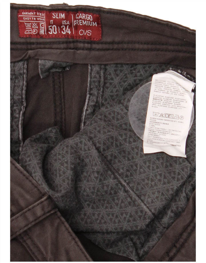 Męskie proste spodnie cargo OVS IT 50 Large W34 L33 Szara bawełna