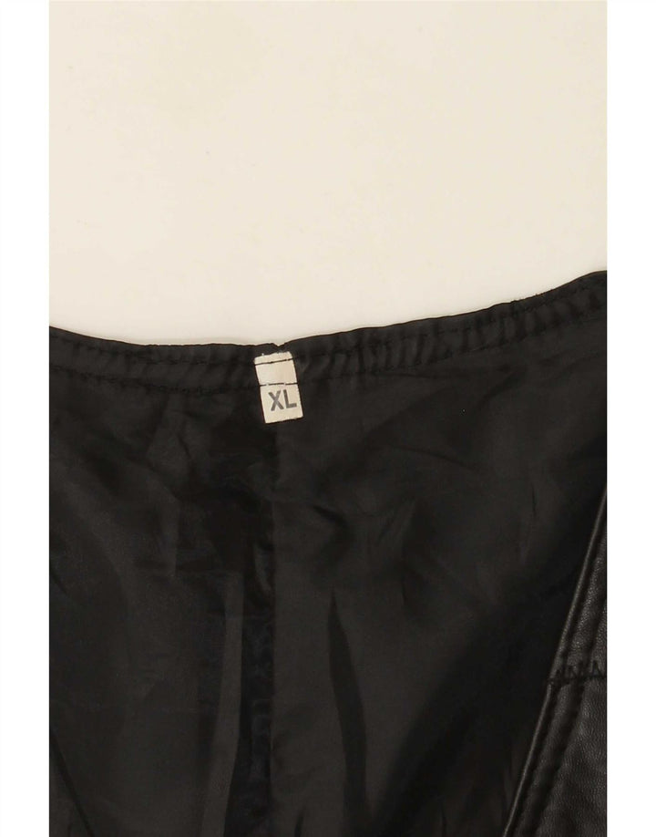 Vintage męska skórzana kamizelka XL czarna patchworkowa