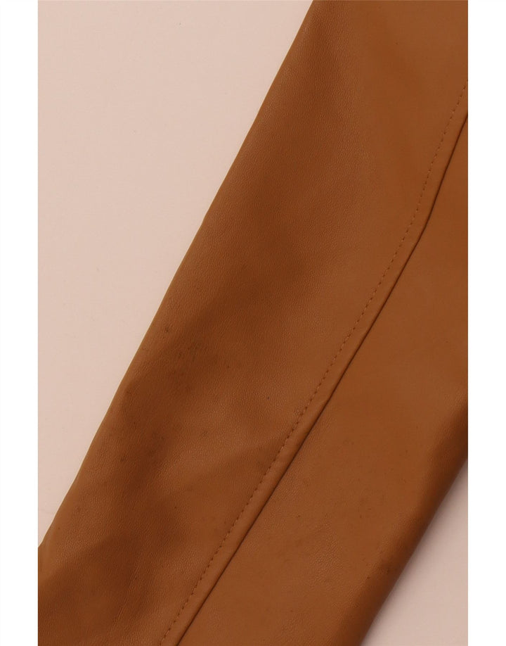 Damska krótka kurtka ze sztucznej skóry Zara UK 10, mała, beżowa, z poliestru