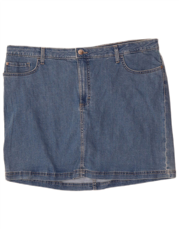 LEE Damska spódnica dżinsowa o regularnym kroju ze średnim stanem US 22 3XL W44 Niebieska bawełna