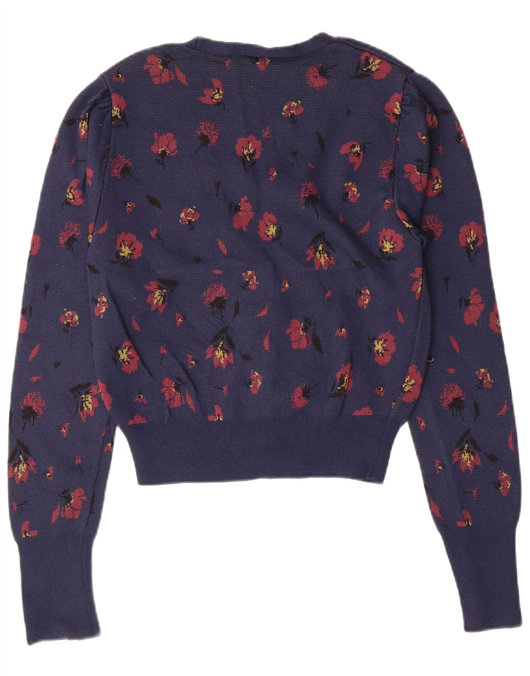 Damski sweter rozpinany ZARA UK 10, mały, granatowy, w kwiaty, poliamid