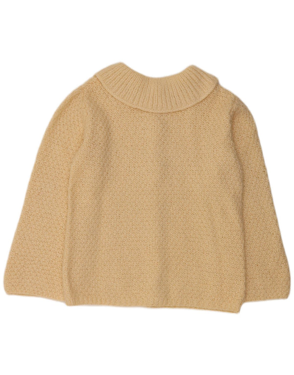 Sweter damski w stylu vintage, rozpinany UK 16, duży, beżowy