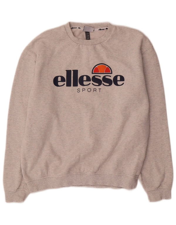 Damska bluza z grafiką Ellesse UK 14, duża, szara, nakrapiana bawełna