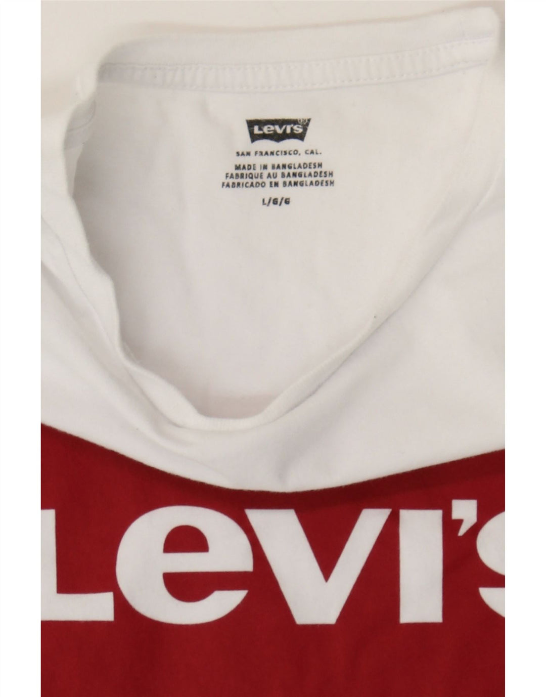 LEVI'S Mens Graphic T-Shirt Top Large White Cotton Vintage Levi's and Second-Hand Levi's from Messina Hembry 