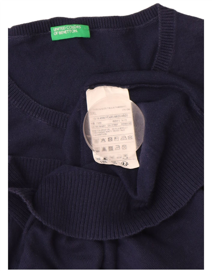 BENETTON Dziewczęcy sweter kardigan 13-14 lat 3XL Granatowa bawełna