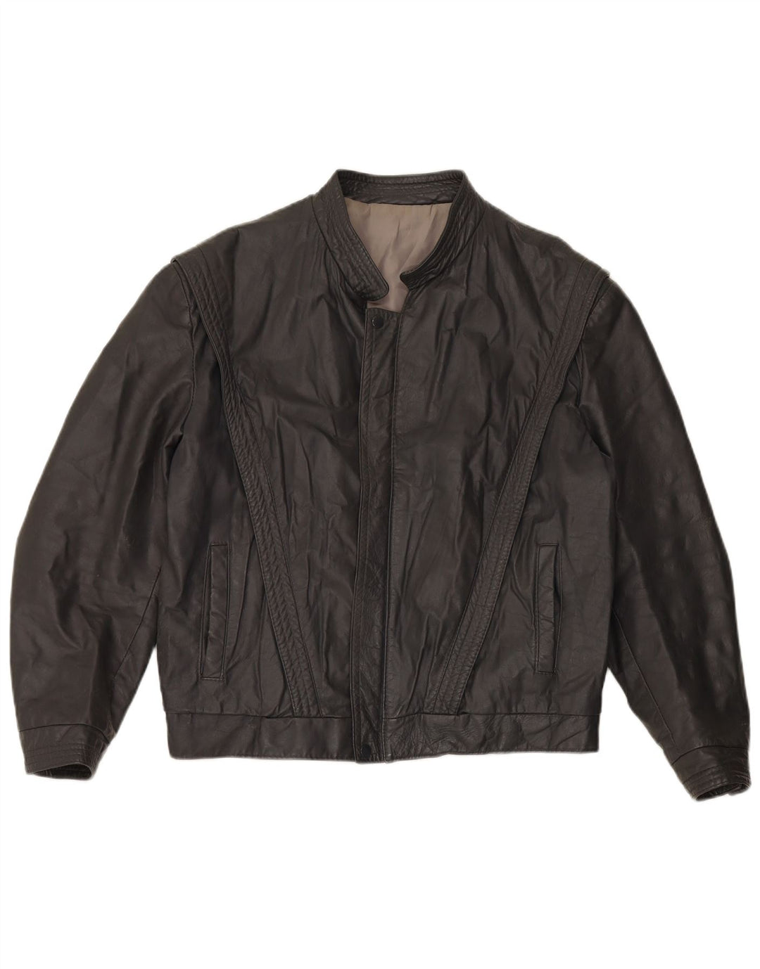 Męska kurtka skórzana VINTAGE UK 40, duża, szara skóra