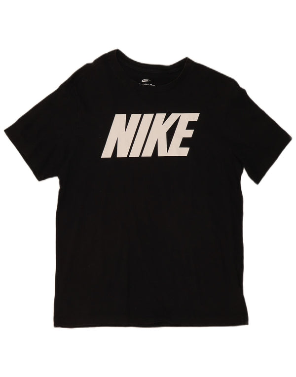 Męski T-shirt z grafiką NIKE Top, średni czarny, bawełniany
