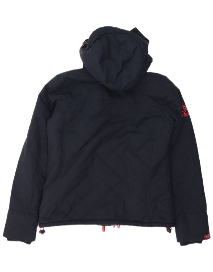 Damska kurtka wiatrówka z kapturem Superdry UK 14, średni granat