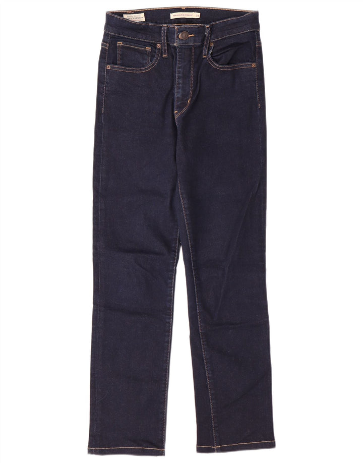 Damskie proste dżinsy LEVI'S 724 z wysokim stanem W28 L26 Granatowa bawełna