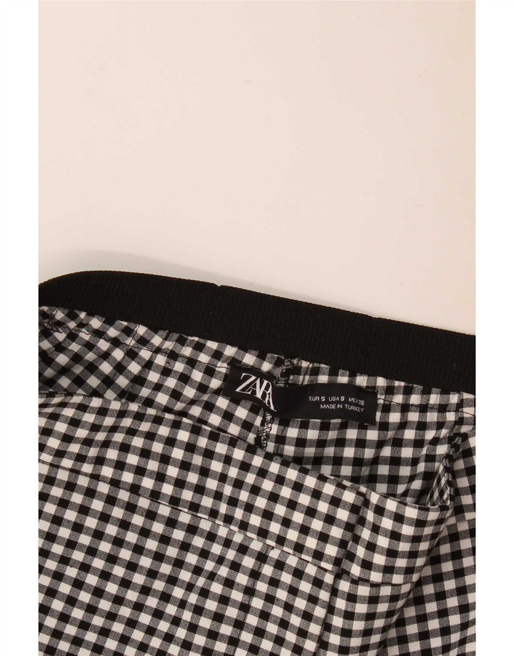 Spodnie damskie Zara Slim Chino, małe W27 L27, czarne w kratkę
