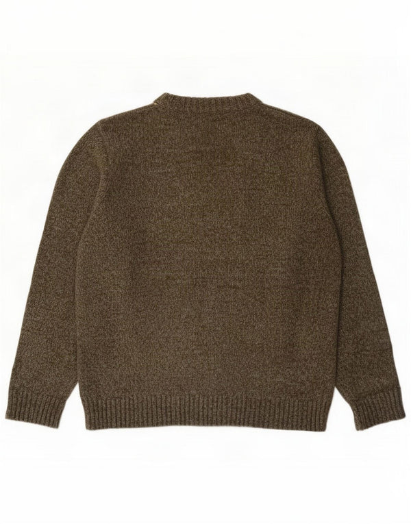 GREENLAND Męski sweter z okrągłym dekoltem, duży Khaki Argyle/Diamentowy akryl