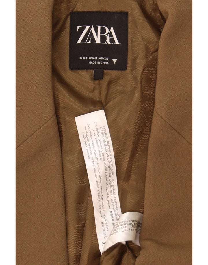 Damska marynarka Zara zapinana na 2 guziki, oversize UK 10, mały, brązowy poliester