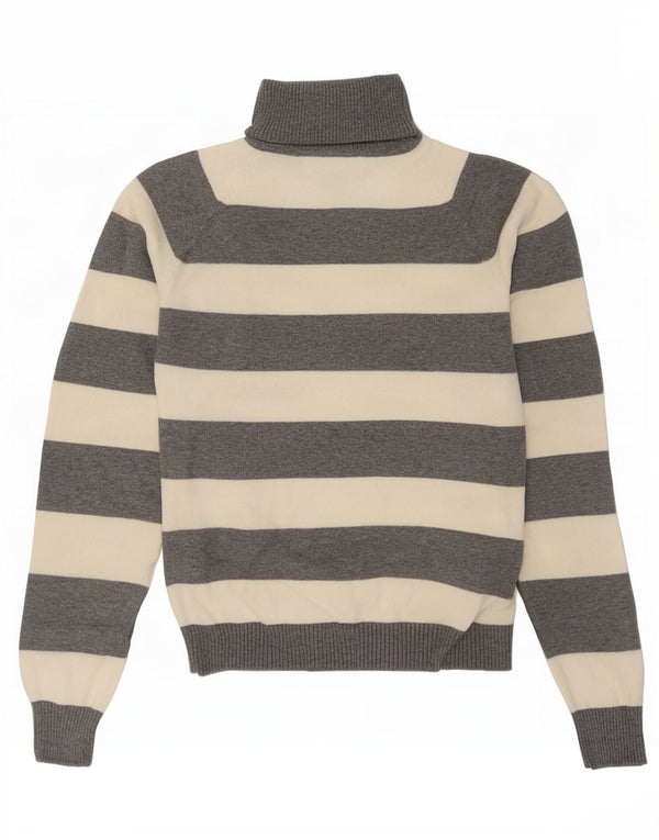 Damski sweter Zara z okrągłym dekoltem, UK 10, małe, szare, bawełniane paski