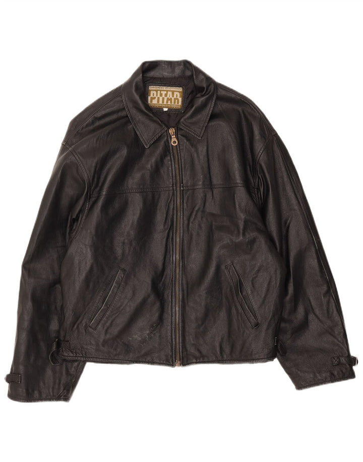 Vintage męska kurtka skórzana IT 52 XL czarna skóra