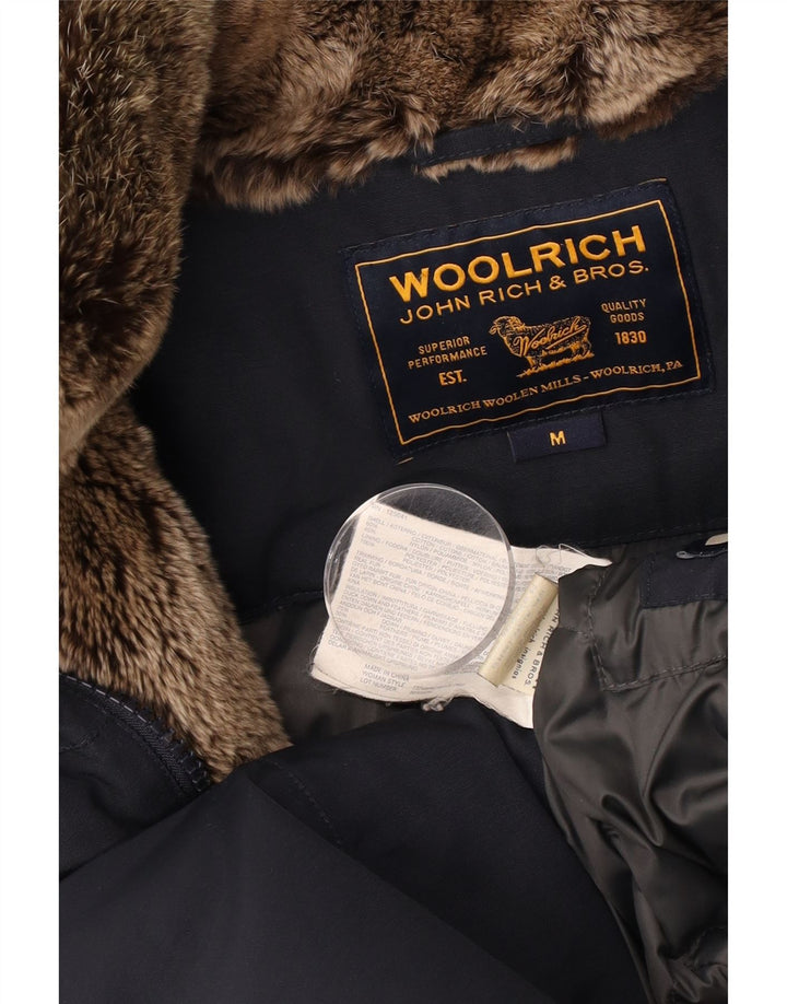Woolrich Męski ocieplany płaszcz z kapturem UK 38, średni granatowy, bawełniany