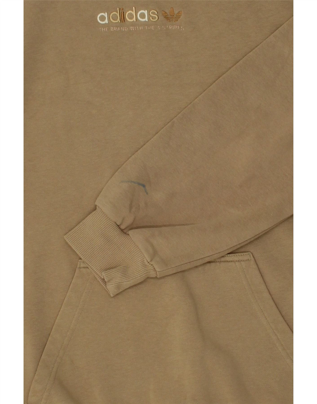 ADIDAS Mens Hoodie Jumper Medium Beige Cotton Vintage Adidas and Second-Hand Adidas from Messina Hembry 