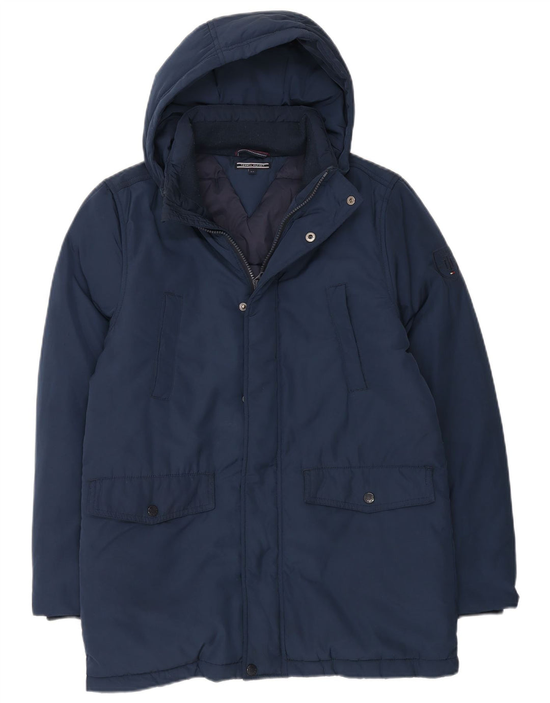 Chłopięcy, ocieplany płaszcz z kapturem Tommy Hilfiger 13-14 lat, granatowy, poliester