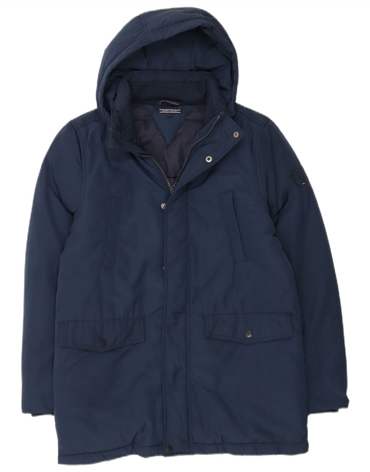 Chłopięcy, ocieplany płaszcz z kapturem Tommy Hilfiger 13-14 lat, granatowy, poliester