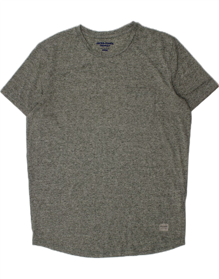 JACK & JONES Mens Regular Fit T-Shirt Top Large Grey Flecked Cotton Vintage Jack & Jones and Second-Hand Jack & Jones from Messina Hembry 