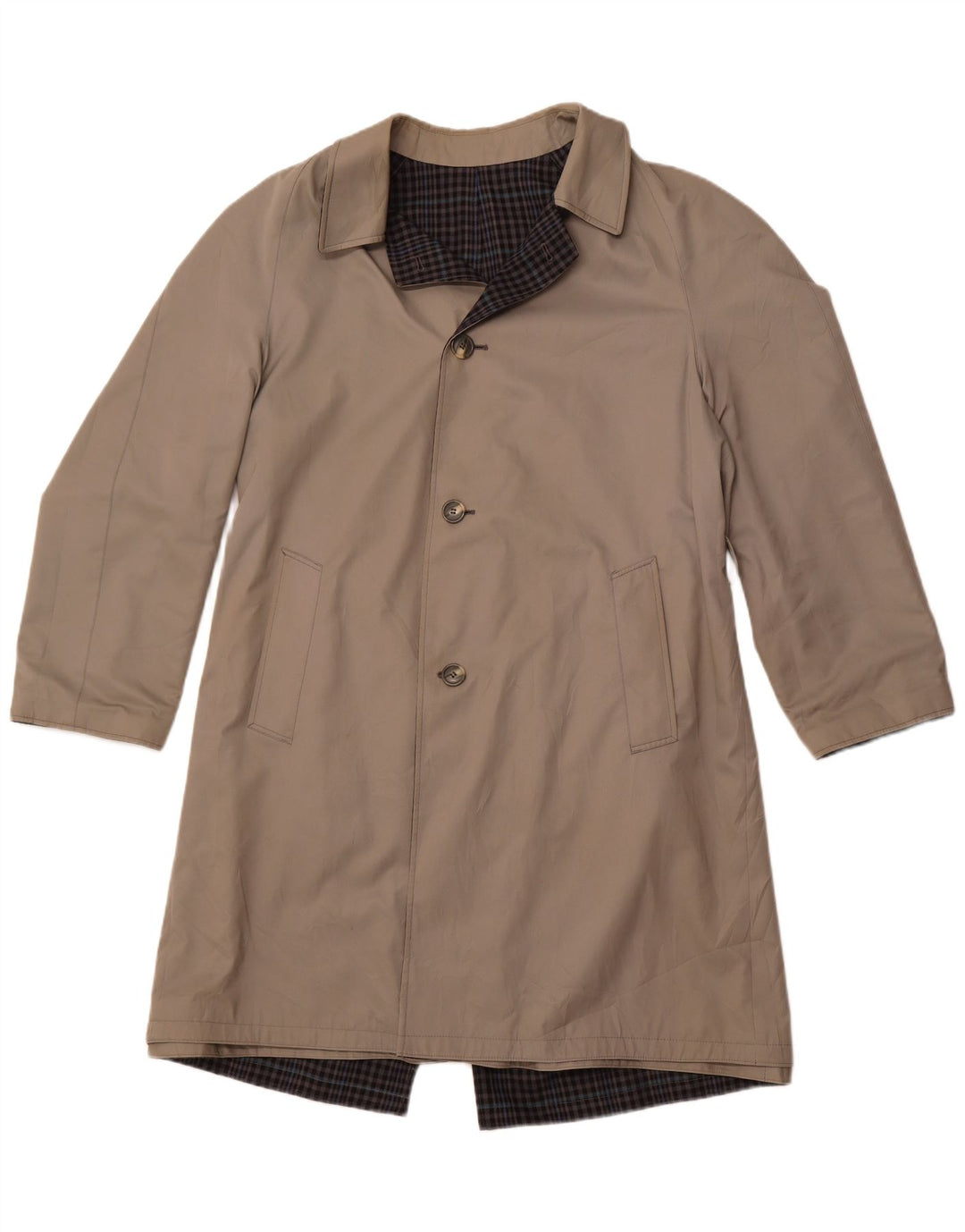 Dwustronny trencz męski DIOLEN UK 40, duży, szary, poliester w kratę