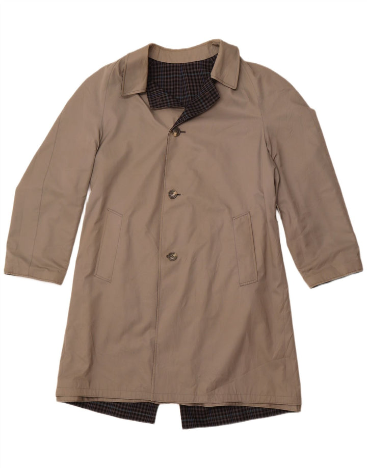 Dwustronny trencz męski DIOLEN UK 40, duży, szary, poliester w kratę