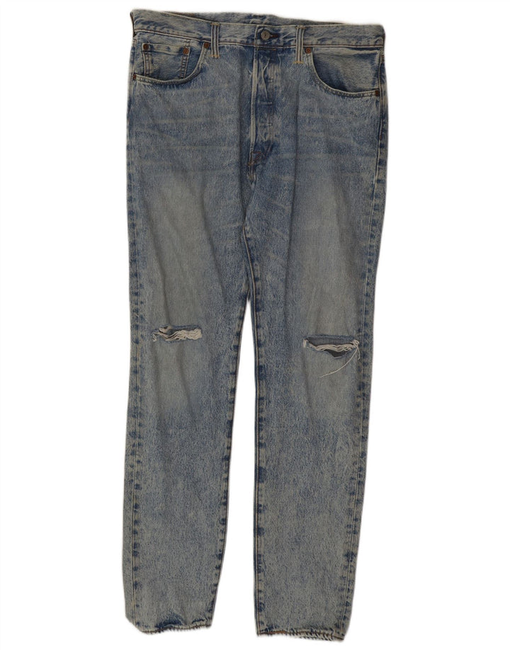 Męskie jeansy Levi's 501 w trudnej sytuacji W34 L34 Niebieska bawełna
