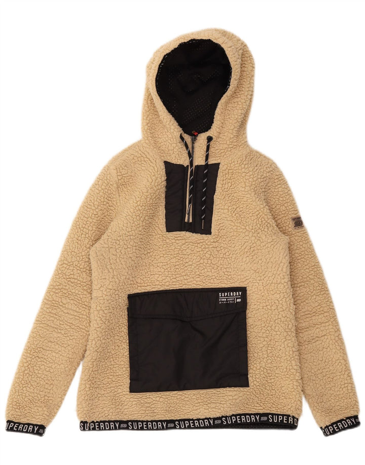 Damski sweter oversize Superdry z polaru z grafiką UK 8, mały beż