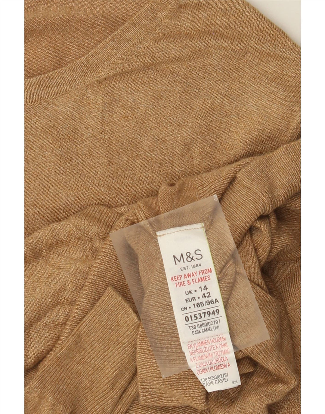 Sweter damski Marks & Spencer UK 14, duży, beżowy, wiskoza