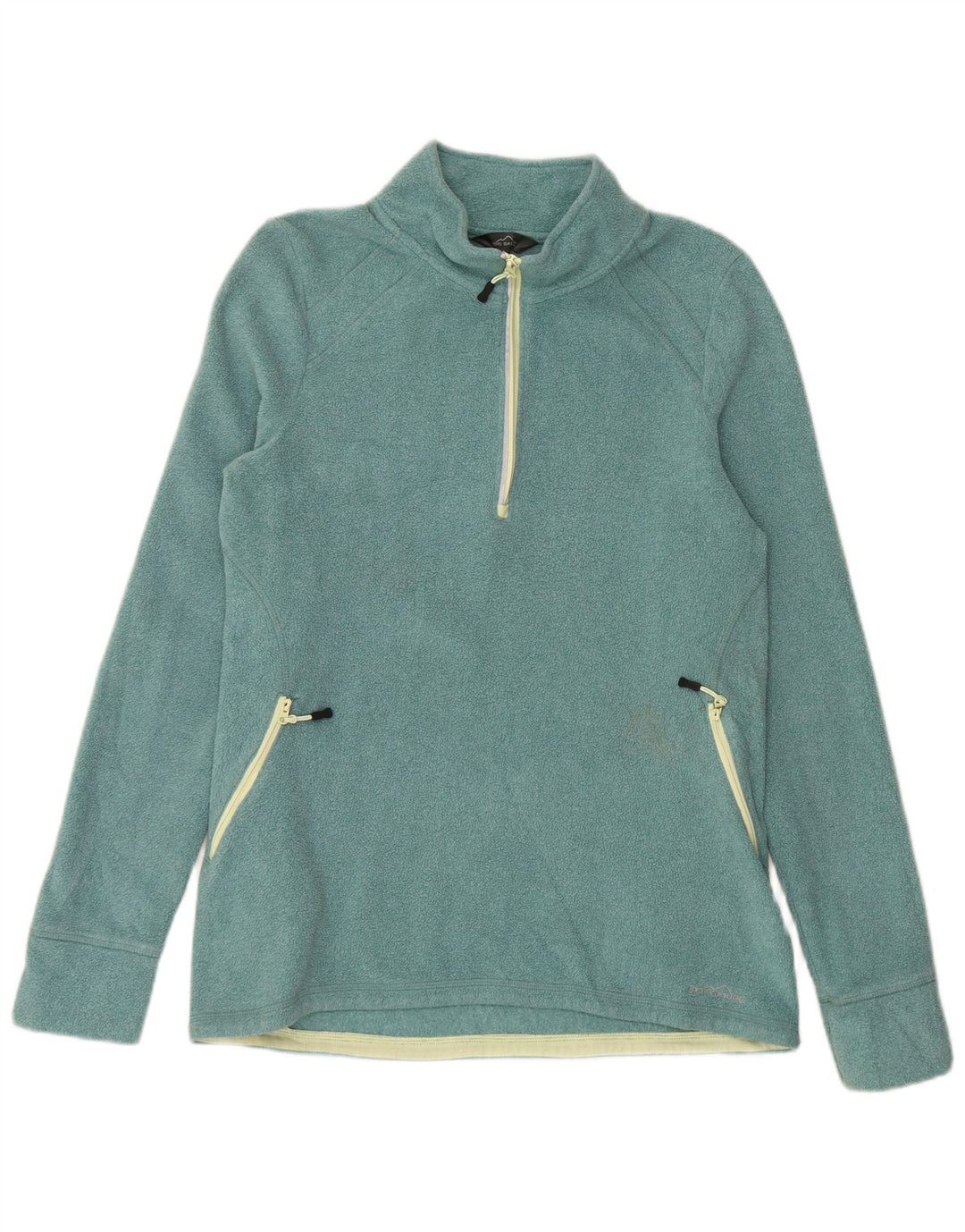 EDDIE BAUER Womens Zip Neck Fleece Jumper UK 16 Large Green Polyester