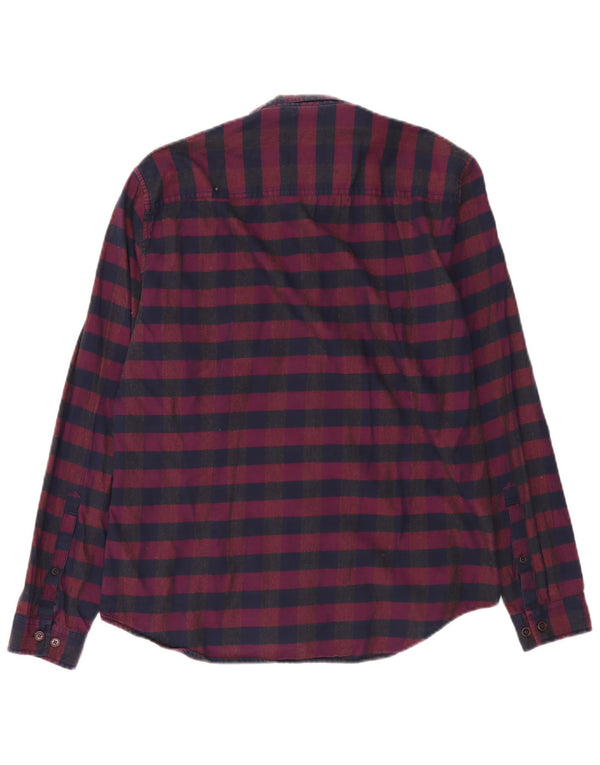 Koszula flanelowa męska Joules Slim Fit, średnia, bordowa bawełna w kratkę