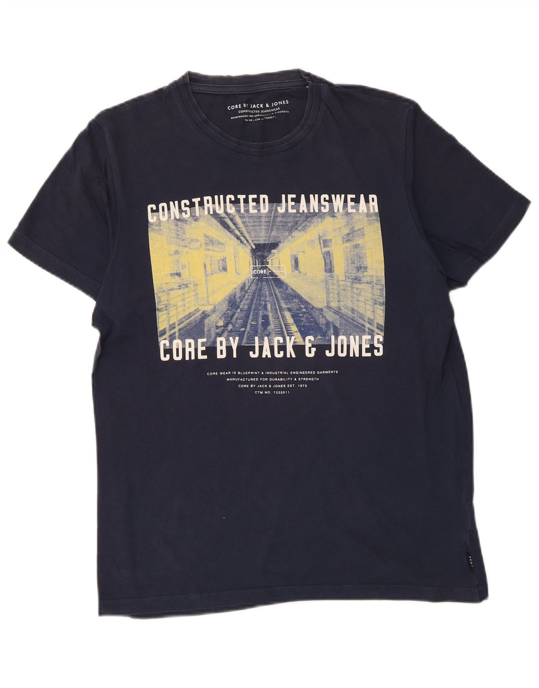 Męski T-shirt z grafiką JACK & JONES, mały, granatowy