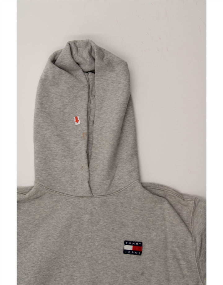 TOMMY HILFIGER Womens Crop Oversized Hoodie Jumper UK 12 Medium Grey Vintage Tommy Hilfiger and Second-Hand Tommy Hilfiger from Messina Hembry 