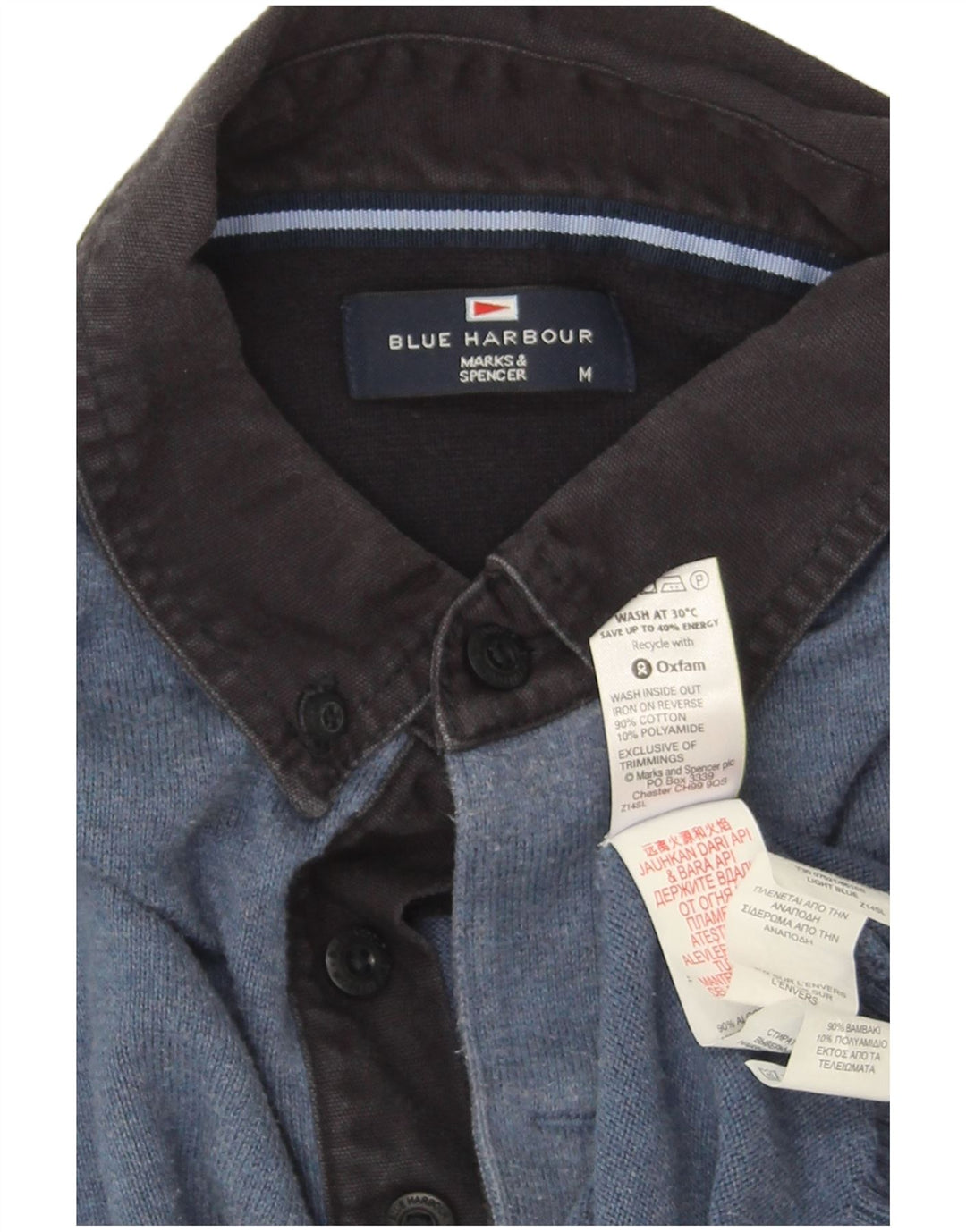 Męski sweter polo Marks & Spencer Blue Harbor, średnioniebieski