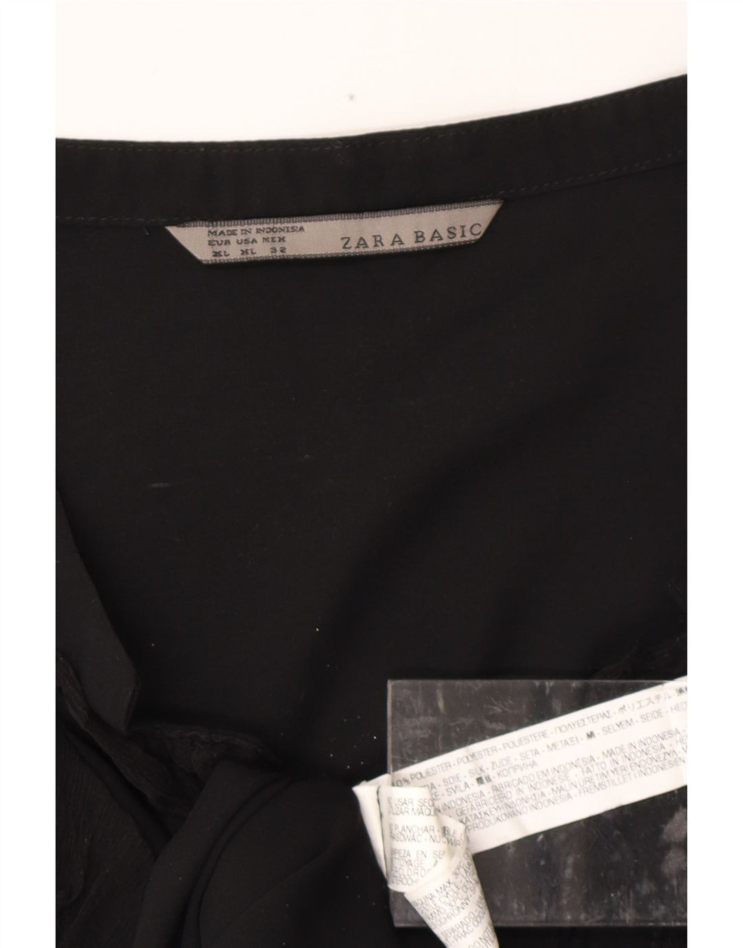 ZARA Womens Ruffle Front A-Line Dress UK 18 XL Black Polyester