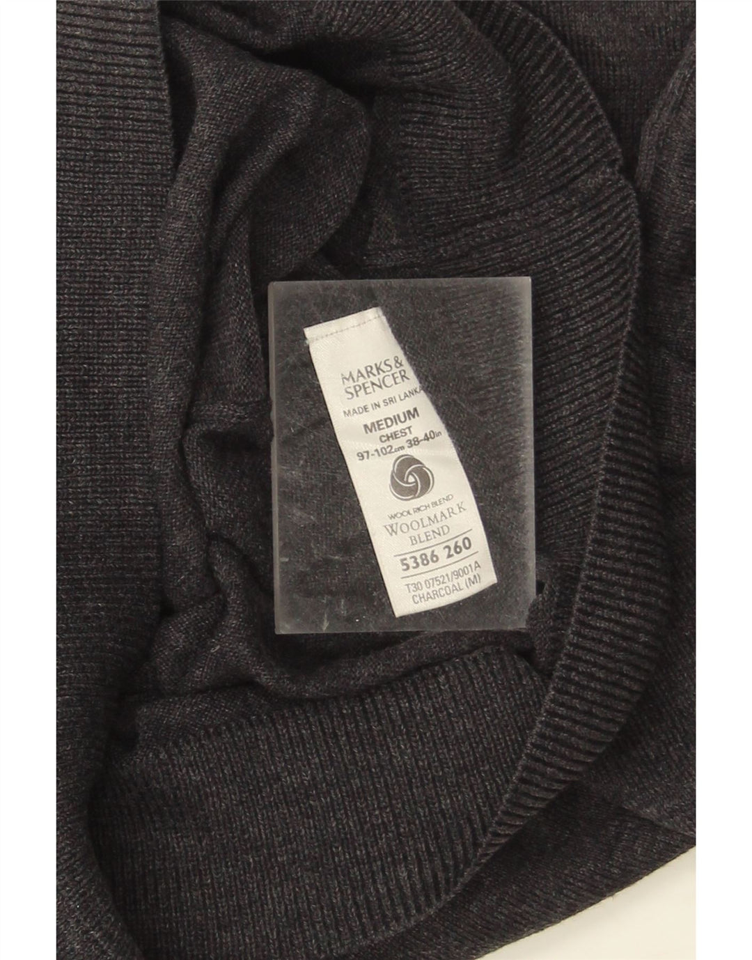 Marks & Spencer Męski sweter z dekoltem w kształcie litery V, średnioszary, akrylowy