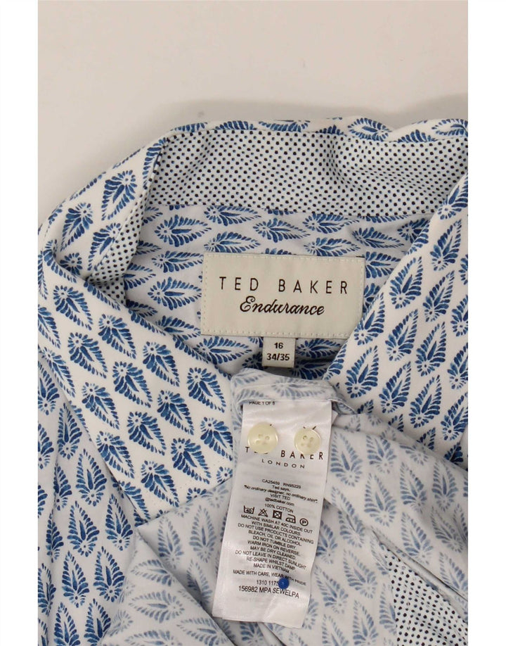 Koszula męska Ted Baker, rozmiar 16, duża, niebieska, bawełniana w kwiaty