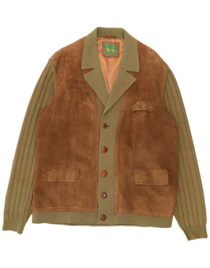 Męska dzianinowa zamszowa kurtka Renna UK 38 Medium Khaki