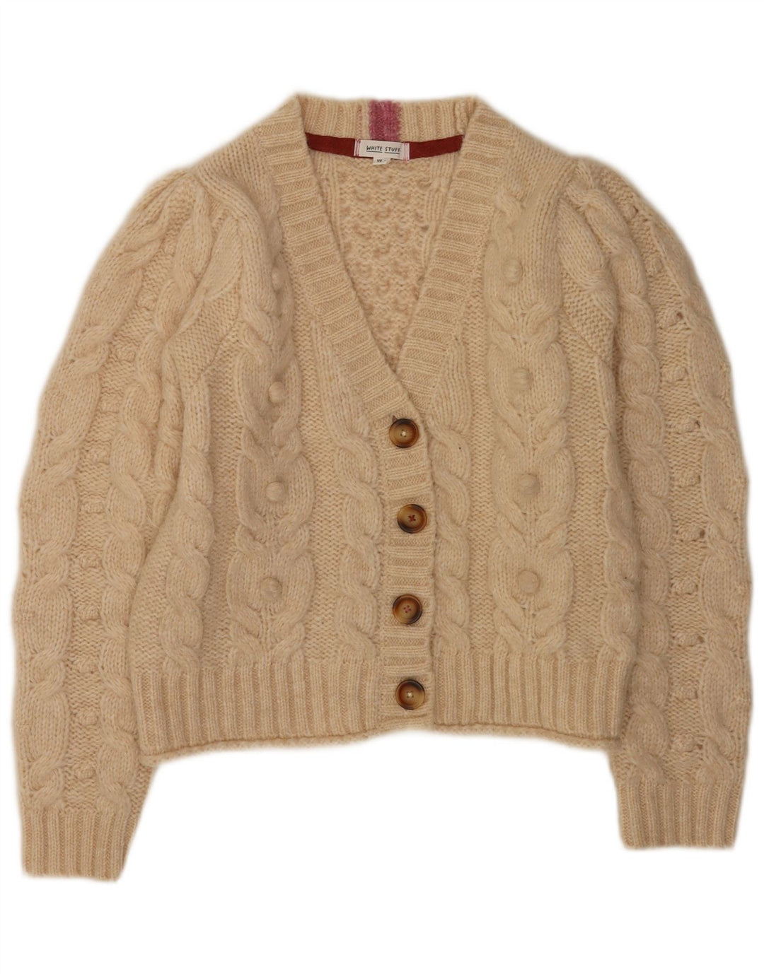 Damski sweter rozpinany White Stuff UK 16, duży, beżowy poliester