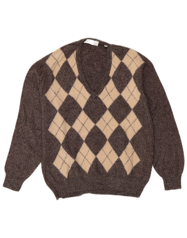 Sweter damski PAQUITO z dekoltem w kształcie litery V UK 14 Średni szary Argyle/Diament