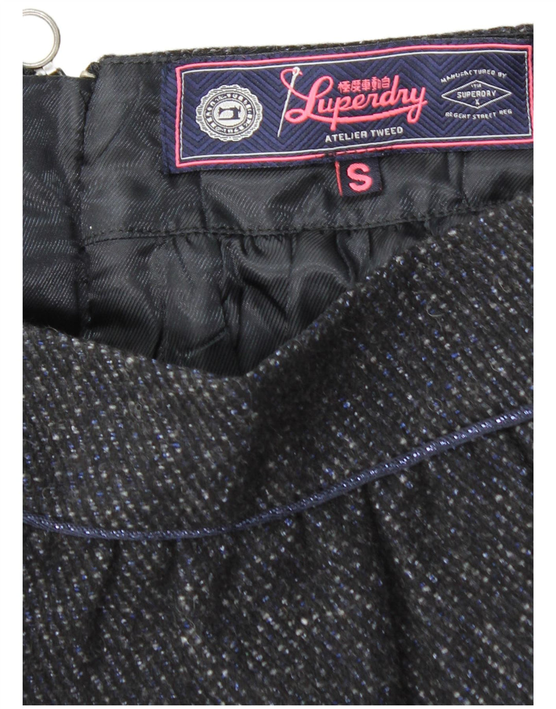 SUPERDRY Damska minispódniczka mała W27 Szary, nakrapiany poliester