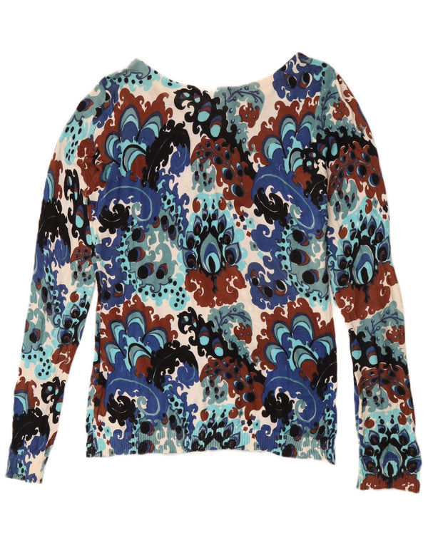 Damski sweter J. Crew z dekoltem w łódkę, UK 12, średni, wielobarwny wzór paisley