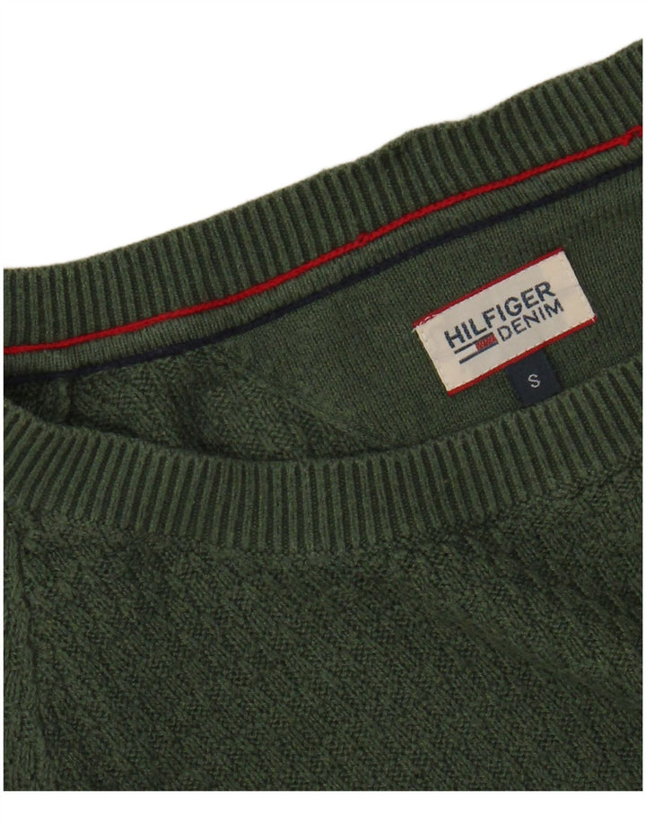 Damski sweter TOMMY HILFIGER z dekoltem w łódkę UK 10 Small Green