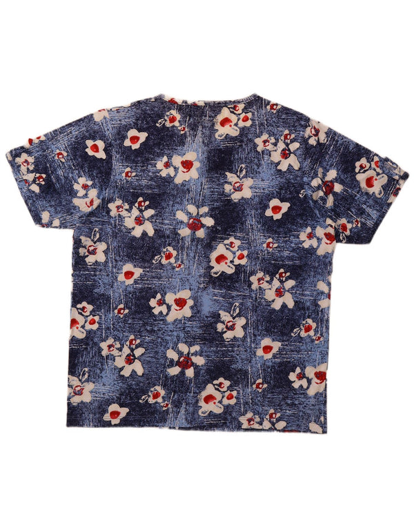 Damska koszulka z grafiką w stylu vintage Top UK 18 XL Niebieskie kwiaty